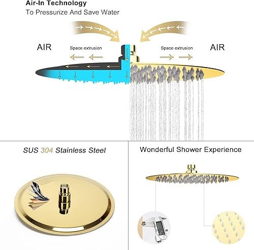 Miniatura 3 de NearMoon Cabezal de ducha de lluvia, diseño ultrafino, aumento de presión, impresionante algo de experiencia, cabezal de ducha de acero inoxidable