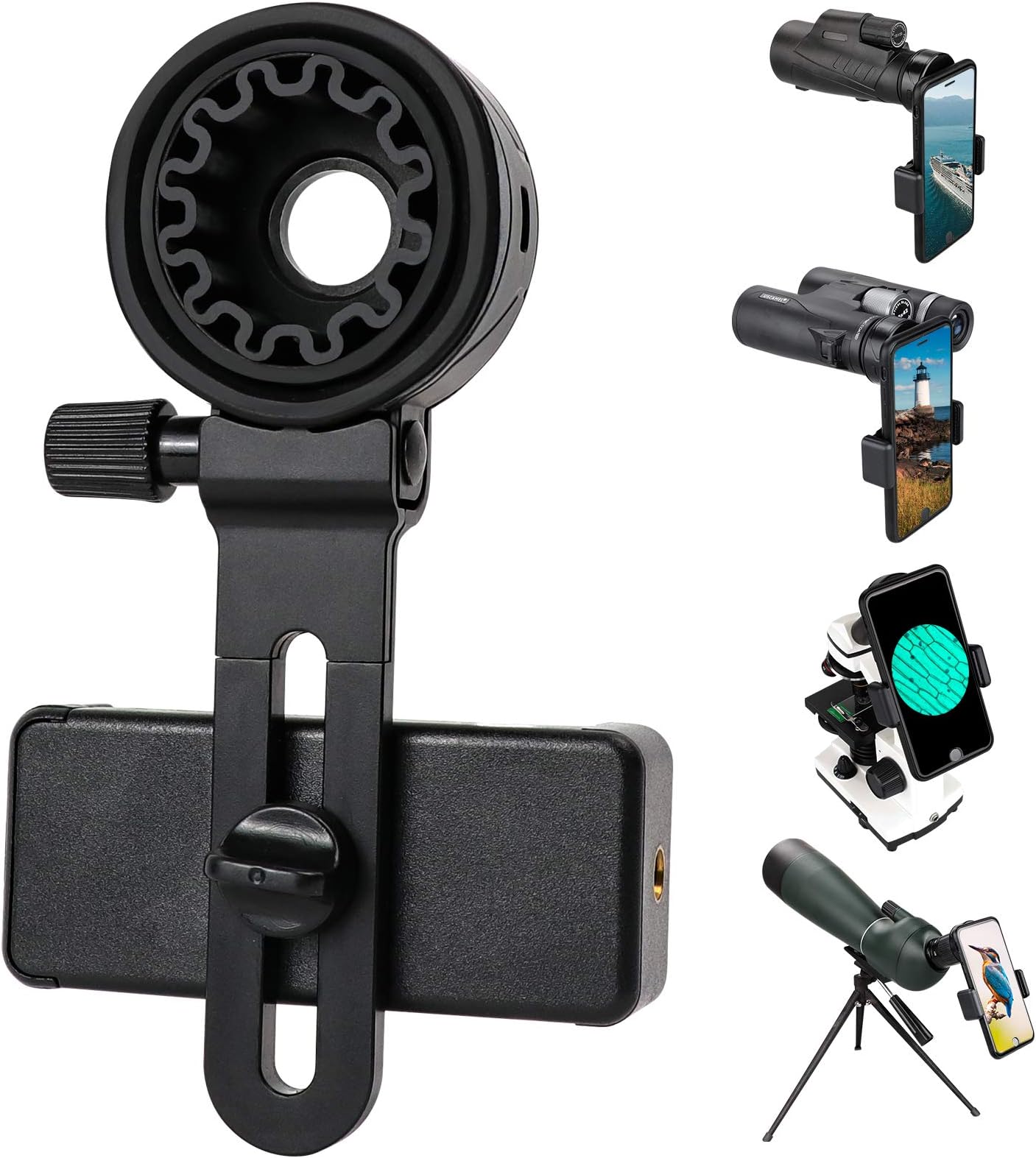 LAKWAR Telescope Phone Adapter, Unviersal Cell phone Mount Compatible Binoculars, Monocular, Microsope, Spotting Scope, Telescope, Smartphone Holder Clip Bracket fits almost of Mobile phones