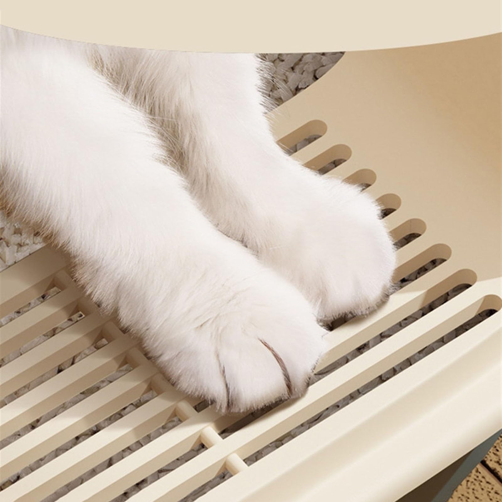Bac à litière ouvert pour chats et chiens uniquement, semi-ouvert anti-éclaboussures, tamis haut durable pour petits chats, facile à nettoyer et à assembler, utilisation en intérieur (amande
