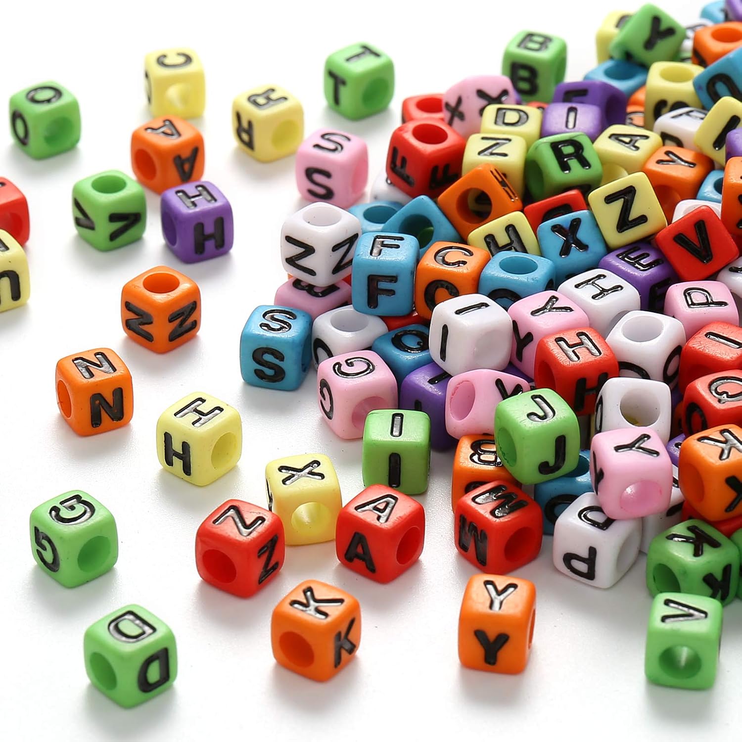 DAHI 1000PCS Cube Letter Beads Colorful Square Alphabet Beads A-Z Acrylic Letter Beads for Jewelry Making (Black Color 6x6mm) - Image 5
