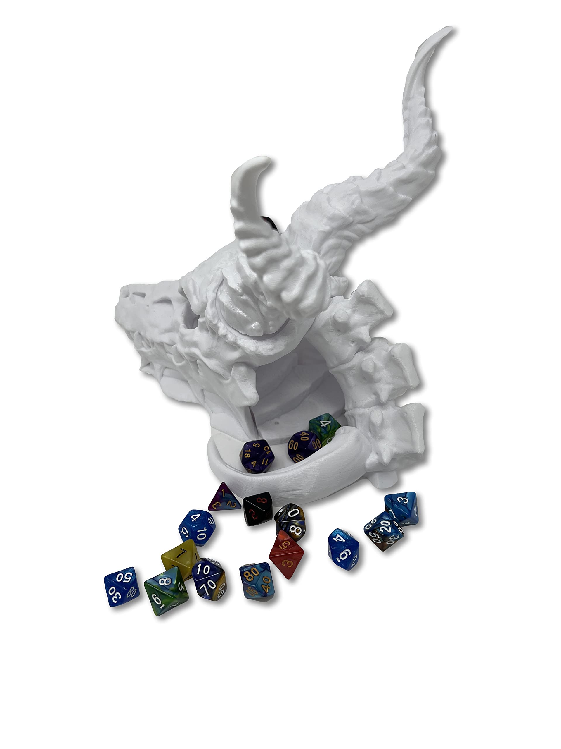 MunnyGrubbers Tour de dés à chargement automatique à levier – Rouleau de dés automatique – Tour, bouton-pression, support – Lot de 7 dés D20 aléatoires inclus – DND, Donjons et Dragons