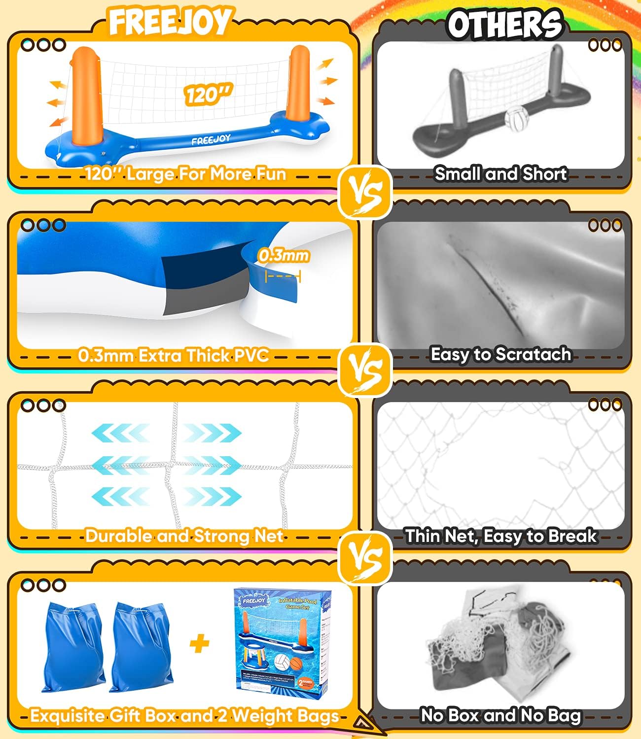 120'' Pool Volleyball Net & Basketball Hoop Set, 2 Balls Included for Teens and Adults Kids Swimming Pool Game Toys, Floating, Summer Floaties, Volleyball Court (120”x38”x30”)|Basketball (35”x27”x27”) : Toys & Games