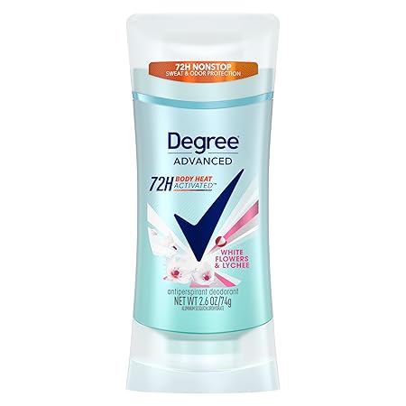 Degree Advanced Protection Antiperspirant Deodorant White Flowers & Lychee for 72-Hour Sweat & Odor Control for Women, with Body Heat Activated Technology, 2.6 oz