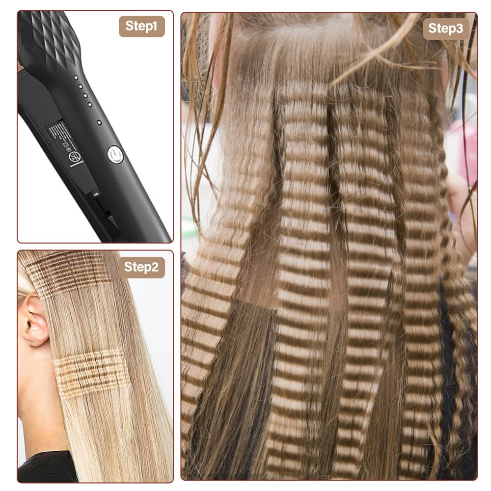 Piastra onde per capelli, ceramica piastra frisè per capelli con 4 temperatura regolabili, Strumento per lo styling dei ricci voluminosi, Piastra per onde per tutti i tipi di capelli