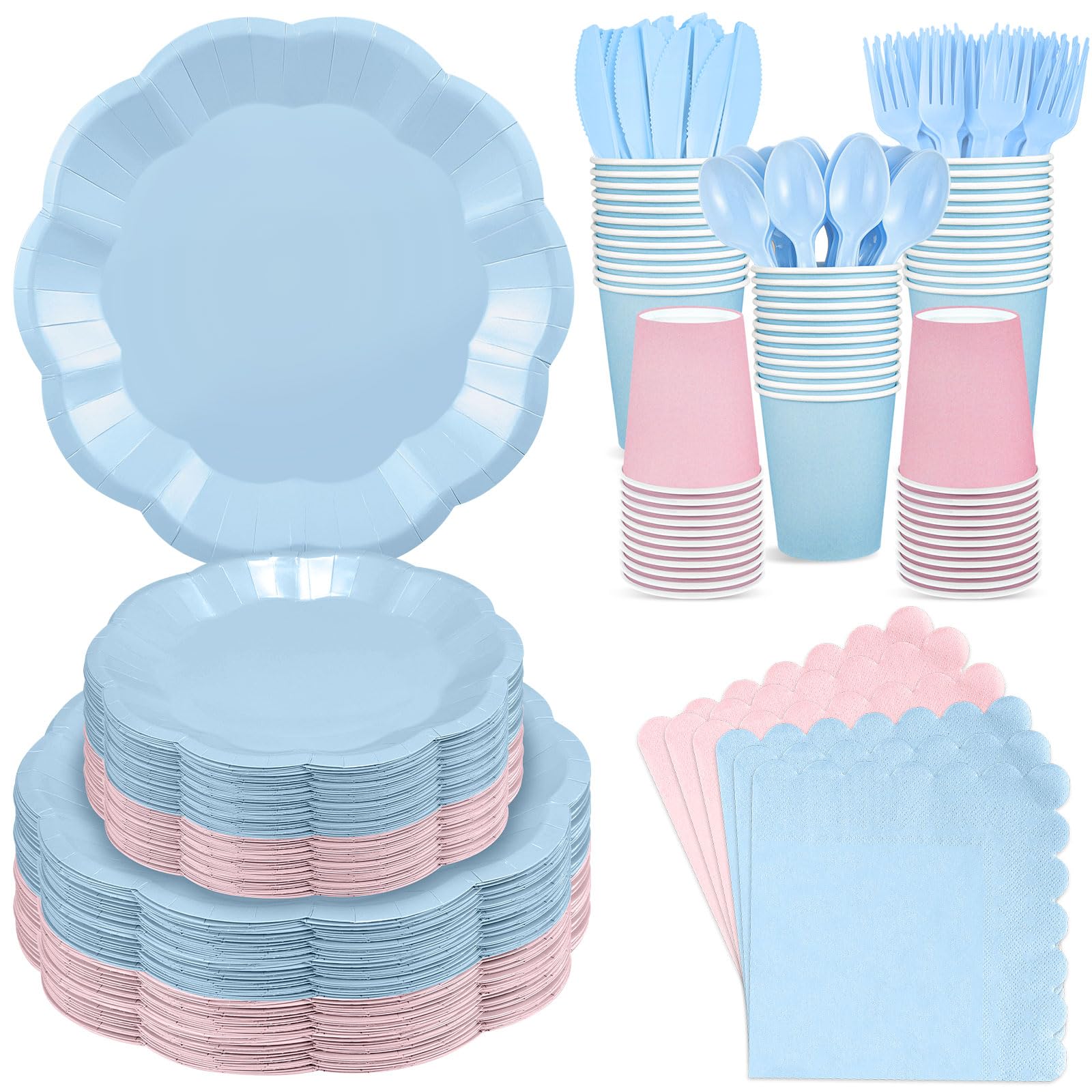White Party Plates & Napkins - Serves 25 Guests -16