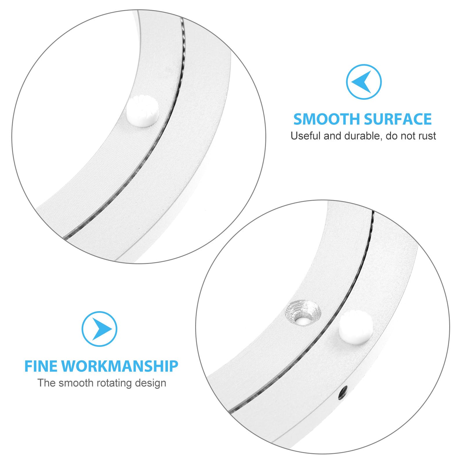 Gatuida Rodamiento Giratorio de Aleación de Aluminio Plateado de 10 Pulgadas (250 X 8,5 Mm) para Mesa de Comedor, Base Giratoria de 360 Grados, Accesorio para Bandeja Giratoria Doméstica,
