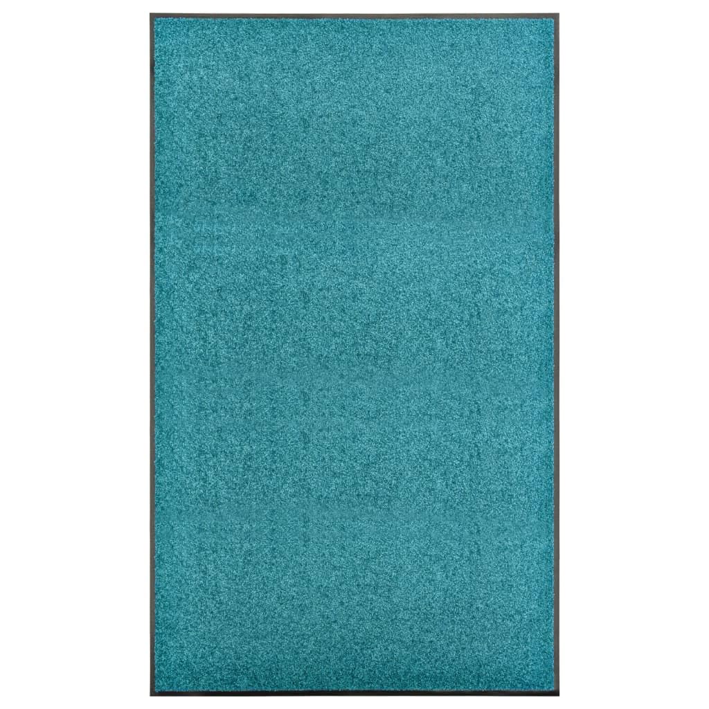 Waschbare Schmutzfang Fußmatte Cyan 90x150 cm, rutschfeste PVC Rückseite aus 100% Polyamid, für Eingang drinnen draußen Terrasse Garage Garten, saugfähig