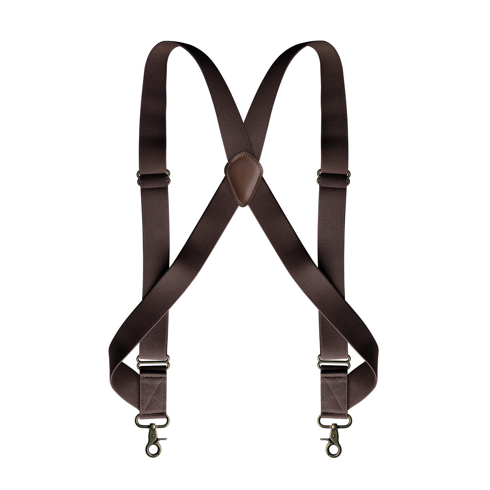 nivaa Mens Suspender Swivel Hook X Shaped Elastic 1.4" Wide Adjustable Suspenders Coffee-picture-47
