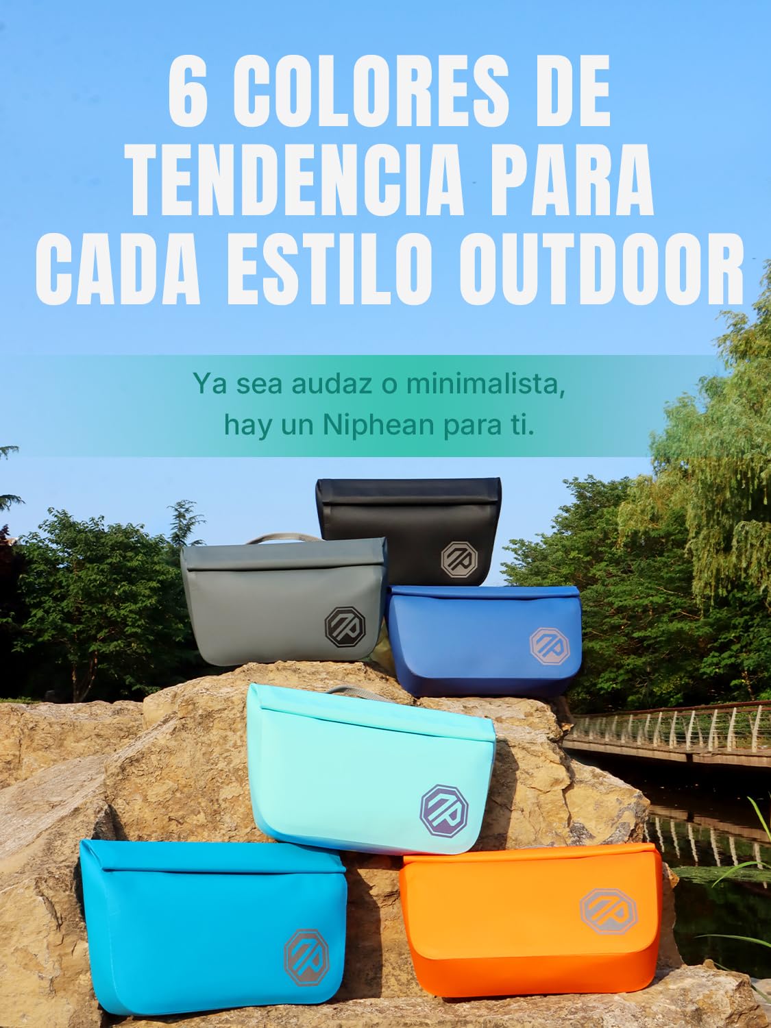 niphean Riñonera Impermeable con Cierre Magnético de Una Mano, Bolso Riñonera Mujer, Bolsa Estanca Impermeable Multiusos y Mochila Estanca para Paddle Board, Kayak, Playa, Hombres y Mujeres