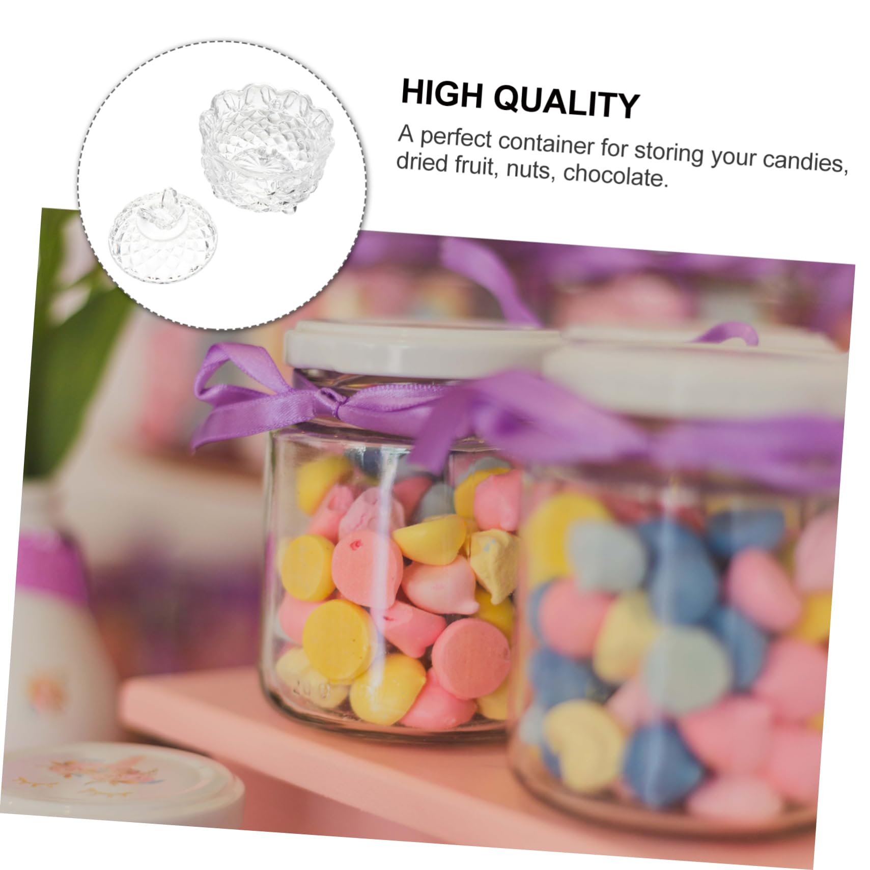 SOLUSTRE Tarro de Cristal Transparente Tapa en Forma de Mariposa, Juego de 2 Piezas, Diseño Elegante y Compacto para Almacenar Dulces y Caramelos