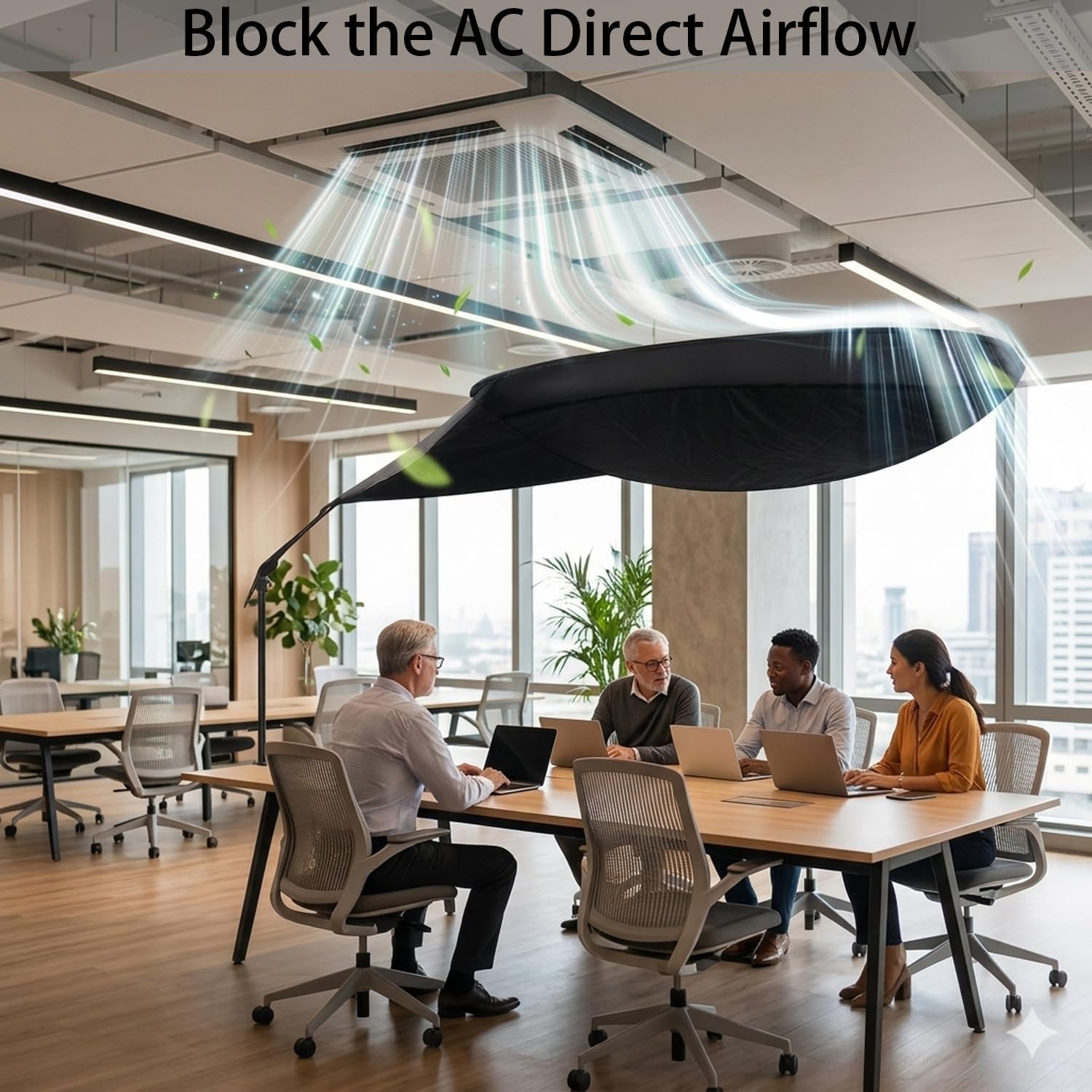 Office Cubicle Desk Shade 65 Inch, Designed for Light Sensitive Workers, Desk Shade for Cubicle to Block Light, Quick Install and Foldable, UV-Resistant Fabric Privacy, Block Overhead Light - Black