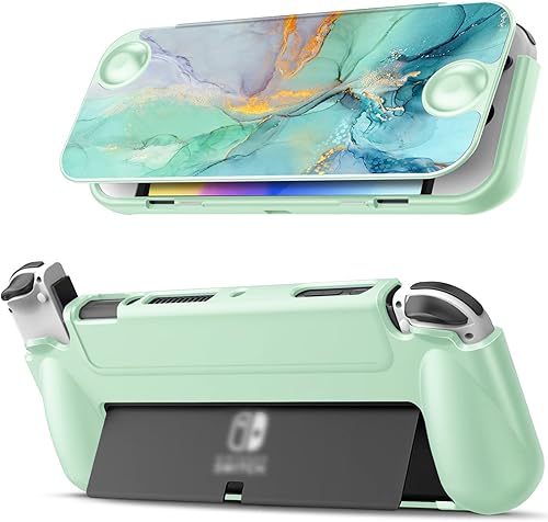 Fintie Flip Case for Nintendo Switch OLED Model - Screen Safe Slim Protective Soft TPU Shell with Magnetically Detachable Front Cover & Ergonomic