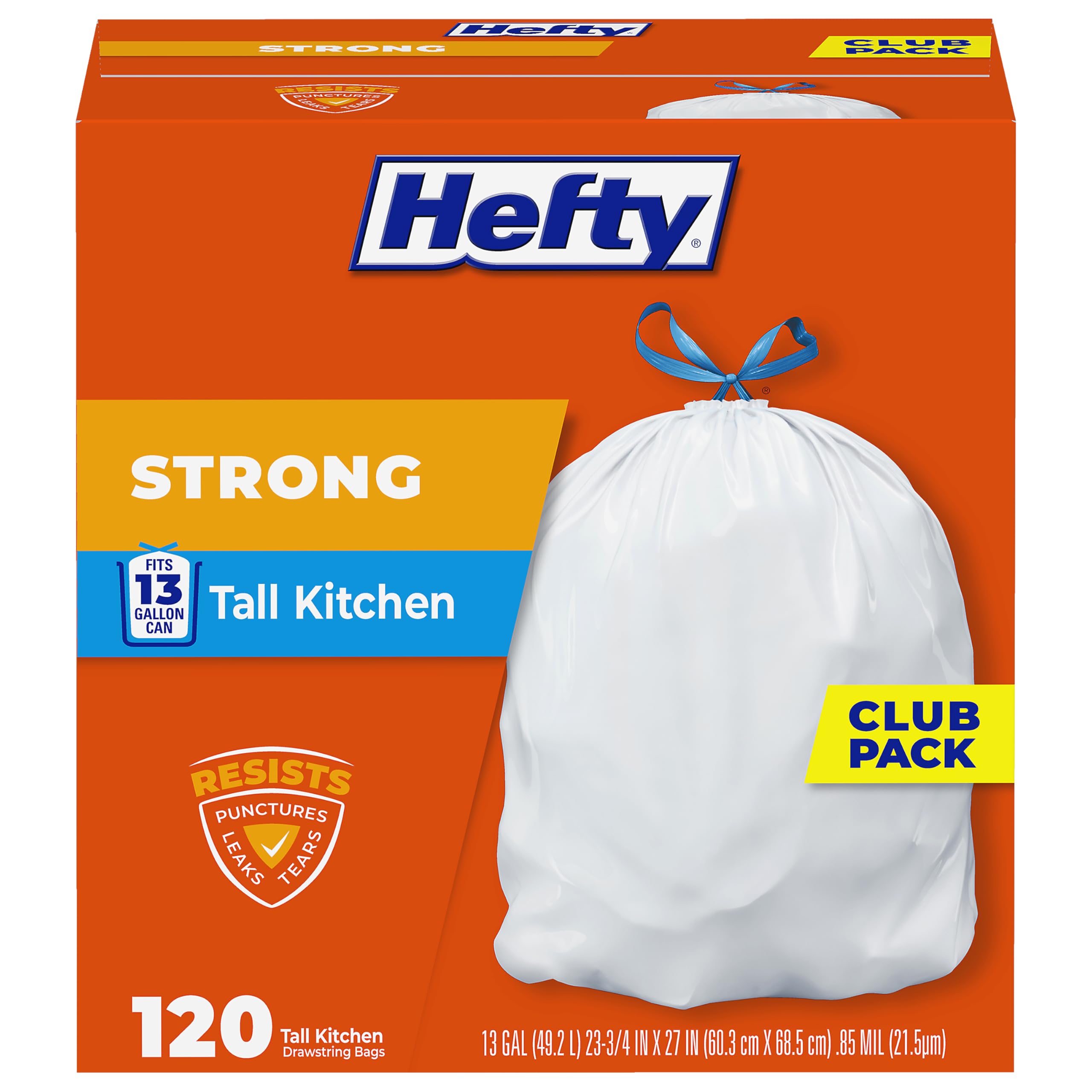 Hefty Strong Tall Kitchen Trash Bags - 13 Gallon, 120 Count