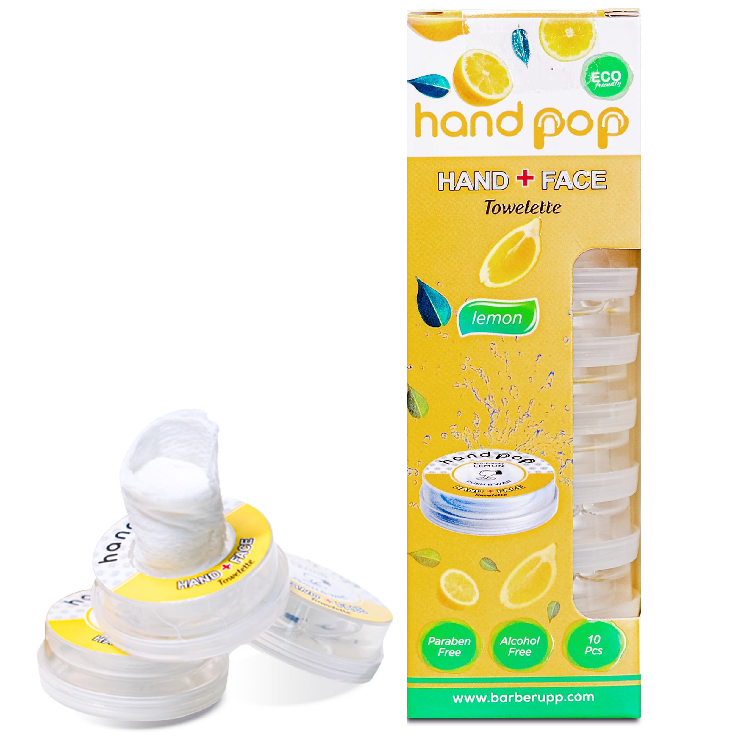 Photo 1 of BARBERUPP Hand Pop Wipes - 10 Pack, Lemon Scented