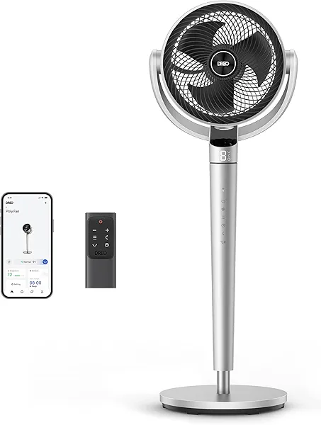 Dreo Oscillating Fan for Bedroom,150°+120° Omni-Directional Quiet Floor Fans with Smart Control, 110ft Pedestal Fan with DC Motor, 9 Speeds, 6 Modes, 43'' Inches, 12H Timer, Wi-Fi/Voice/Alexa