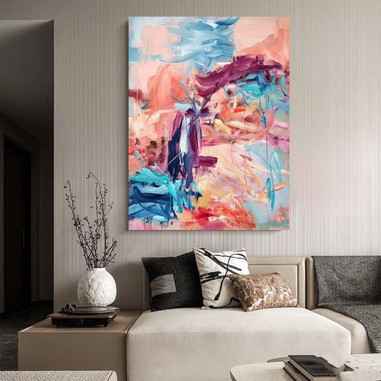 Peinture à l'huile abstraite faite main pour apporter de la vie au mur familial