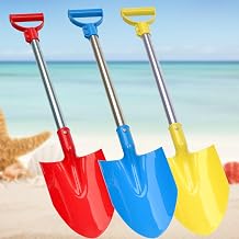 Beach Shovels for Kids,3PC 29Inch Beach Sand Shovels | Toys for Digging Heavy Duty Stainless Steels Tube D-Grip Handle Sturdy Plastic Scoop Seaside Tool Lightweight Gift Set