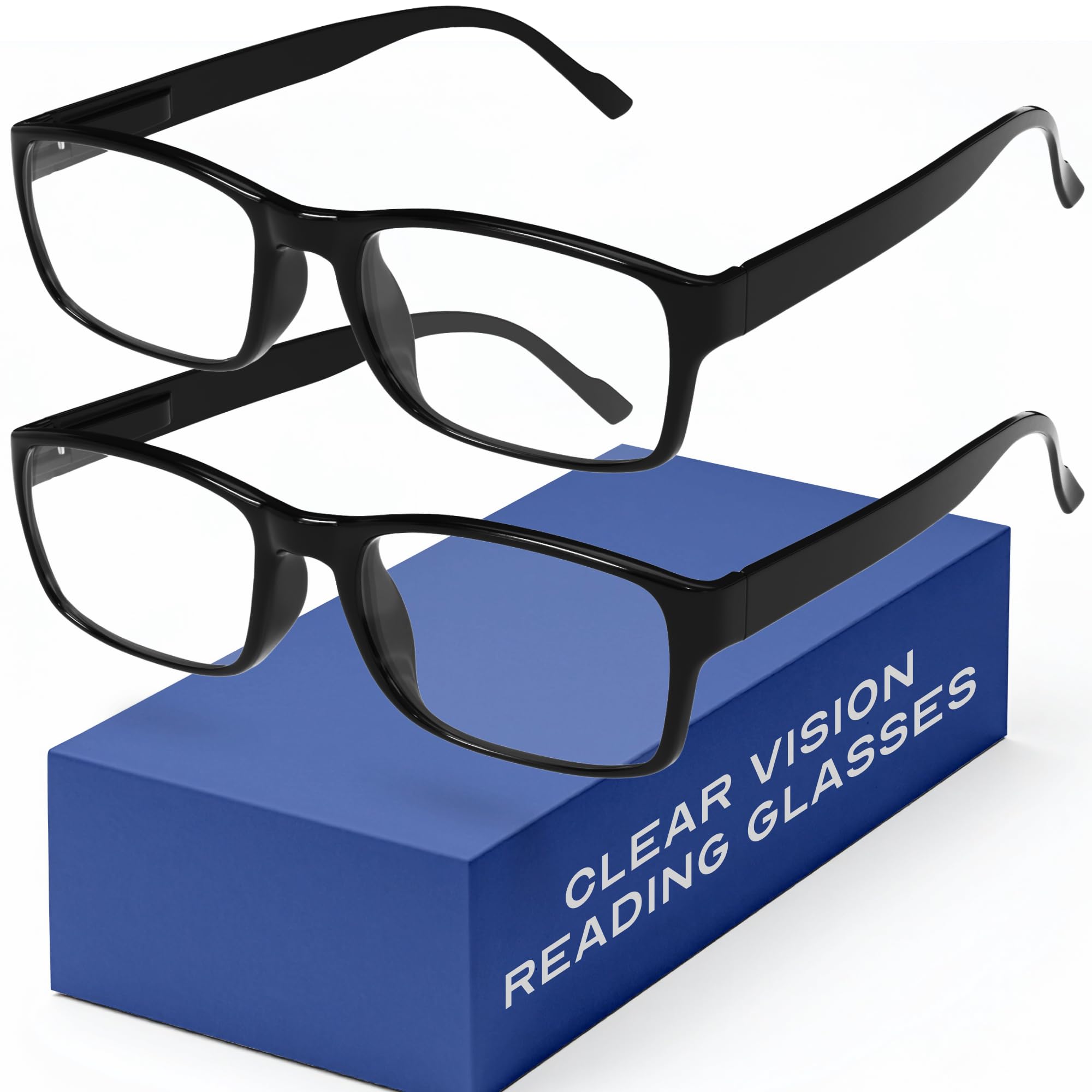 Gaoye 2-Pack of Reading Glasses 0 75 - Blue-Light Filter UV Protection - Readers with Rectangle Frames