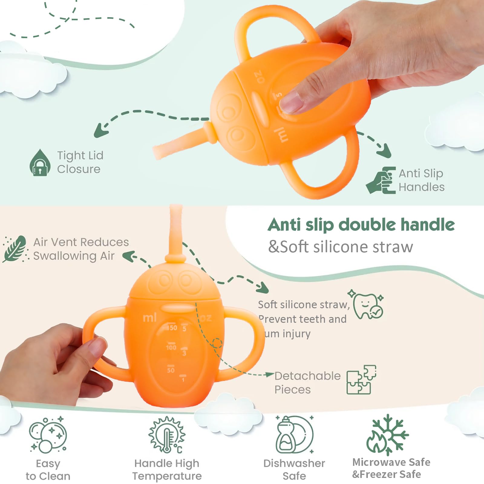 Yummy Sam - Juego De 6 Vasos De Acero Inoxidable De 12 Onzas Con Tapas, image size:1600x1600