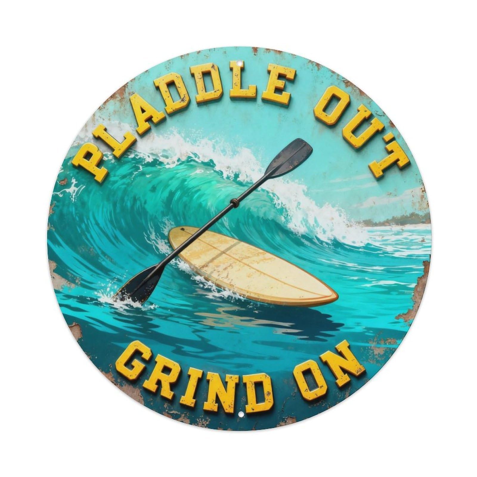 Paddle Out Grind On Metal Tin Sign Plaque