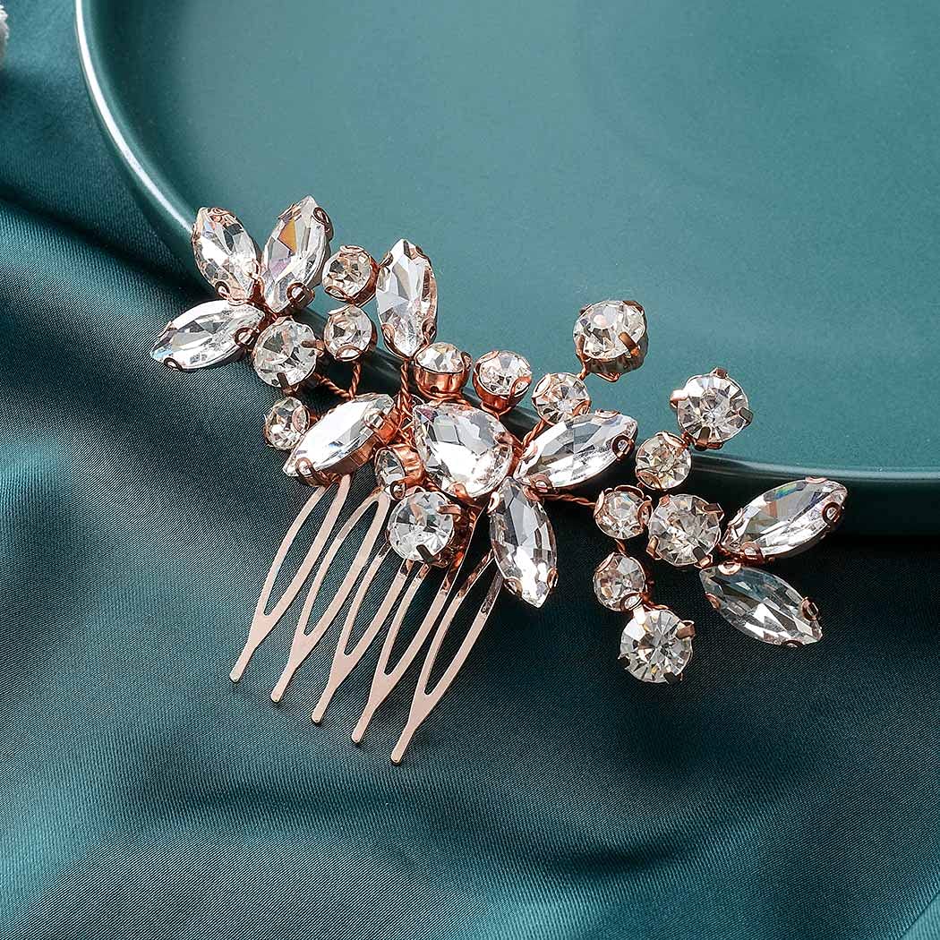 Catery Crystal Bride Wedding Hair Comb Hair Accessories with Rhinestone Bridal Side Combs for Women and Girls (A Silver) : Beauty & Personal Care
