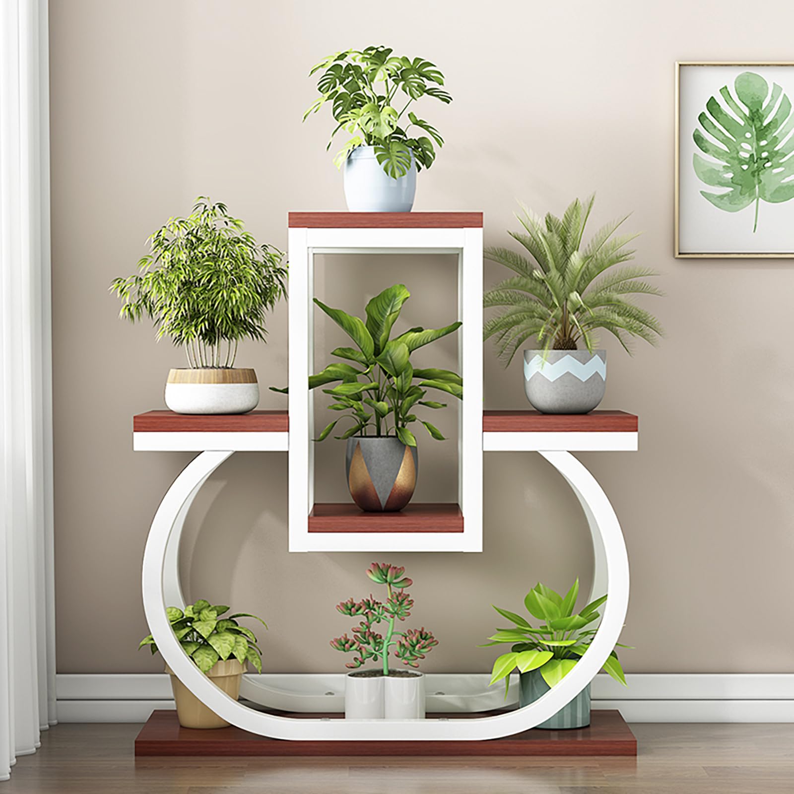 JSLXNDM 4 Tier Iron Flower Stand, Flower Stand Flower Stand Indoor Heart-shaped Flower Pot Stand, Corner Plant Display Storage Rack, Suitable for Courtyard, Garden, Balcony. 8