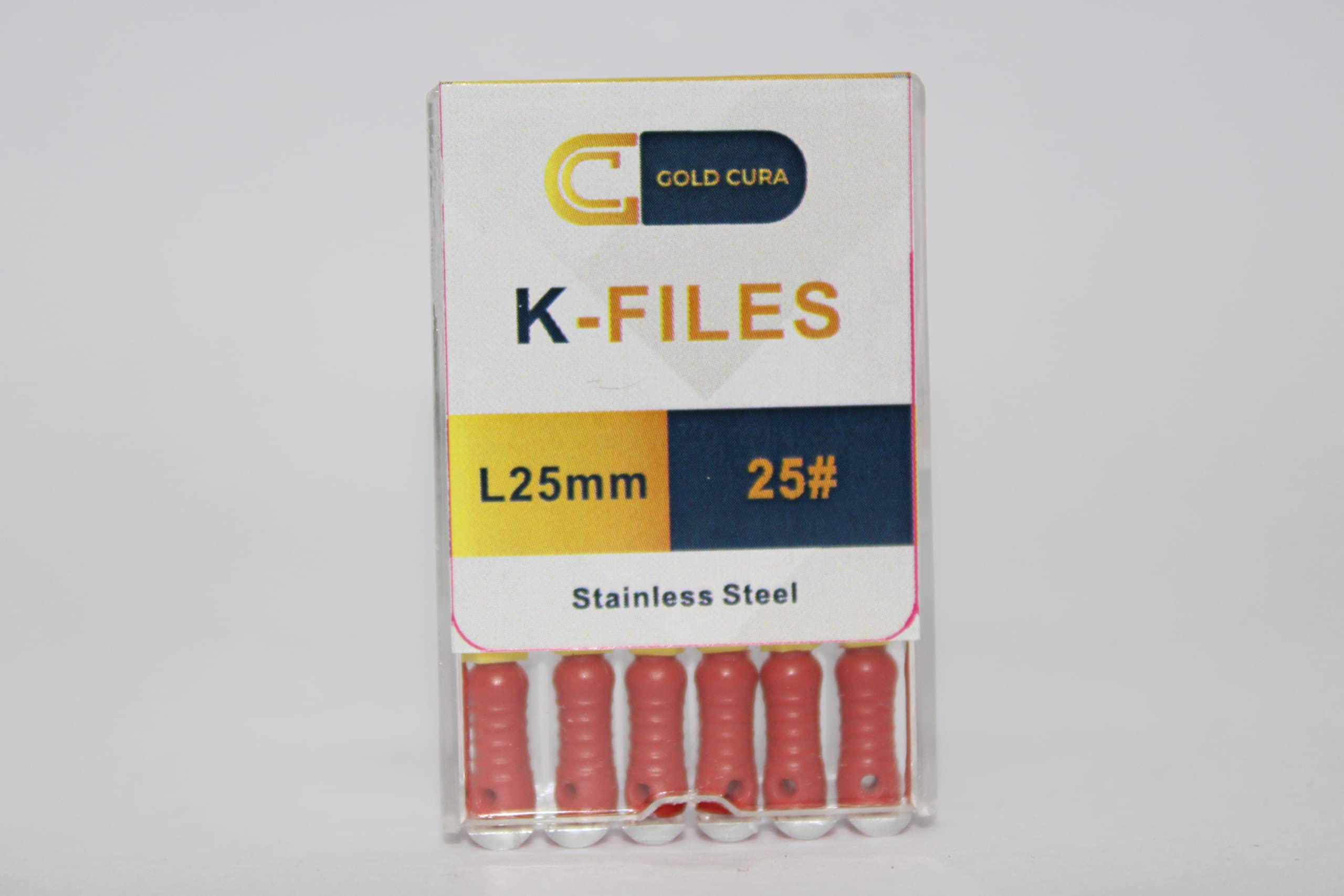 Gold Cura Dental SS Hand K Files 25mm | Stainless Steel Root Canal Endodontic Hand File | Pack of 6 Files | Size: #25 (B0BS3YSQZ9) Amazon Price History, Amazon Price Tracker