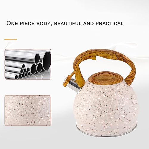 Miniatura 7 de Tyenaza Tetera silbante de 3 L tetera de acero inoxidable tetera de grado alimenticio con mango ergonómico para gas inducción estufas eléctricas