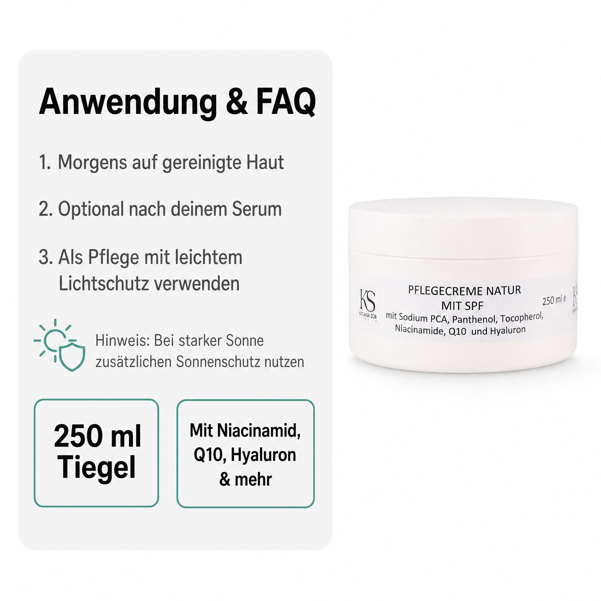 KS Beauty Bio Pflegecreme mit SPF, 250 ml | Feuchtigkeitscreme fürs Gesicht mit Niacinamid, Vitamin E & Aloe Vera – auch für empfindliche Haut geeignet