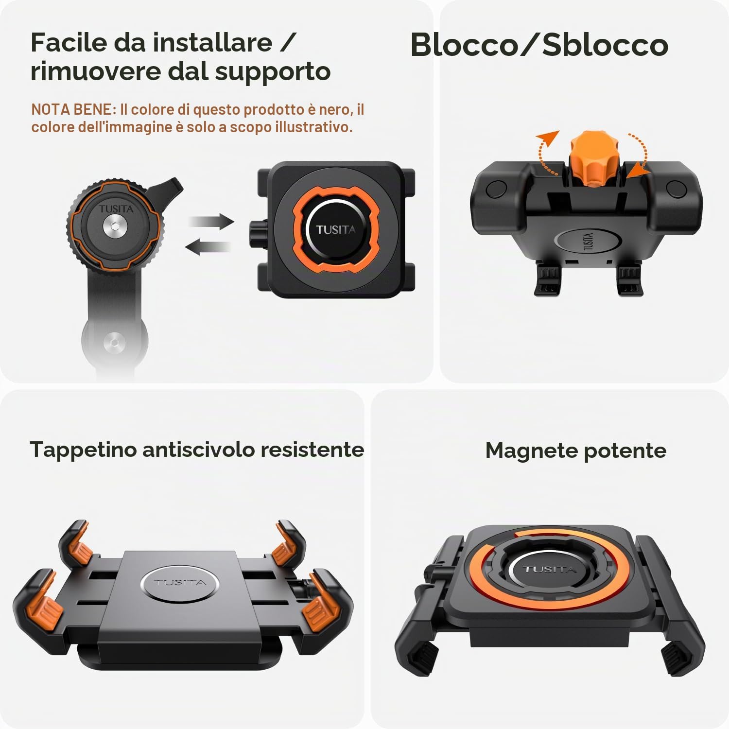 TUSITA Kit di Supporto per Moto per Telefono - Twist Lock Supporto per Telefono da Manubrio e Adattatore Universale a Morsetto