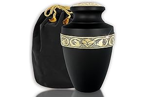 Trupoint Memorials Cremation Urn for Human Ashes Adult - Grecian Black