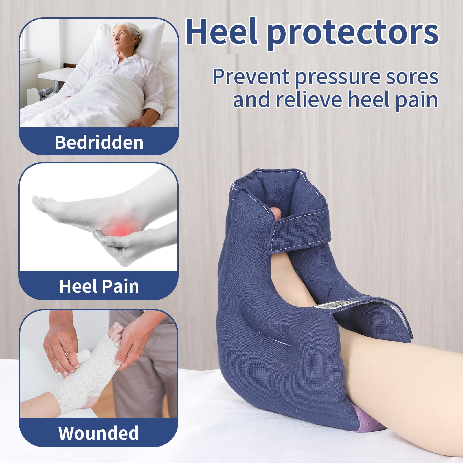 Cojín protector de talón de tamaño pequeño, almohada para eliminar la presión y las úlceras por presión, protectores de talón para protección de curación, 1 unidad de 9.5 x 9.5 x 5.5 pulgadas