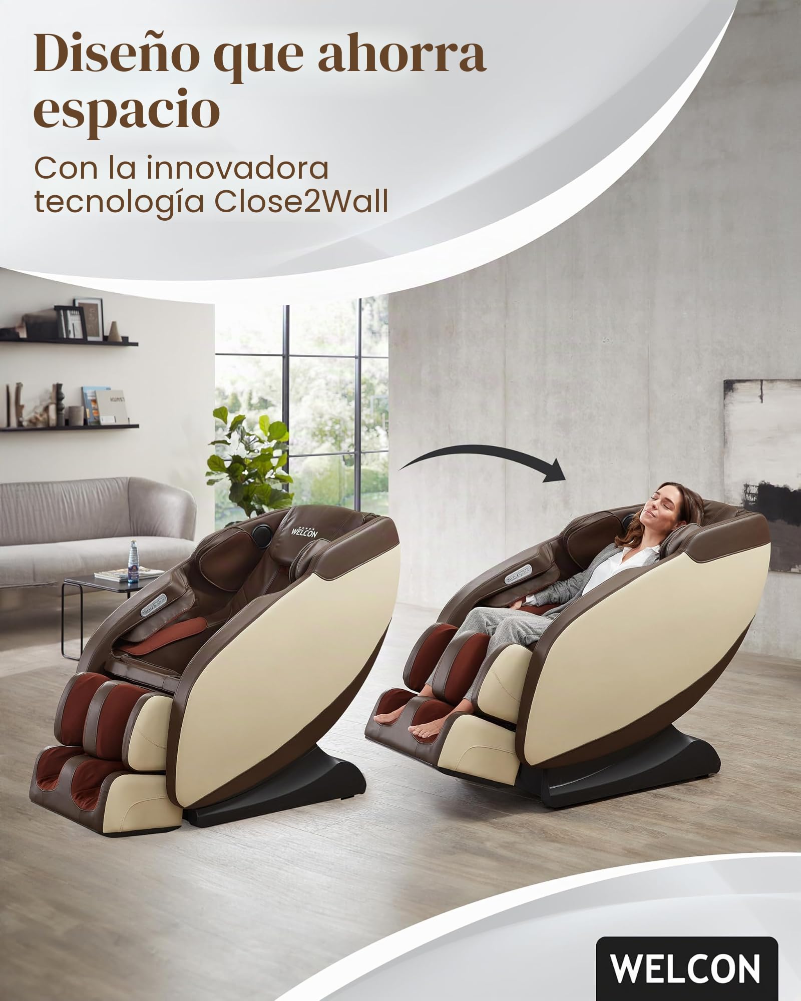 WELCON sillón de Masaje de Lujo | sillón de Masaje shiatsu marrón/Beige Prestige II