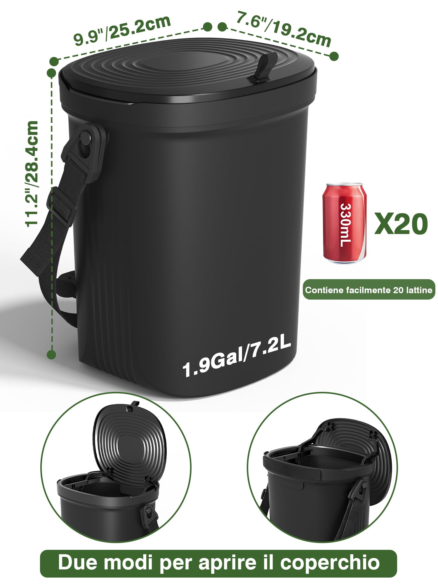 Garoopion Pattumiera per Auto in Silicone Impermeabile, 7,2L Morbida Appesa con Coperchio, Facile da Pulire, Adatta per Berlina, SUV, MPV e Camion