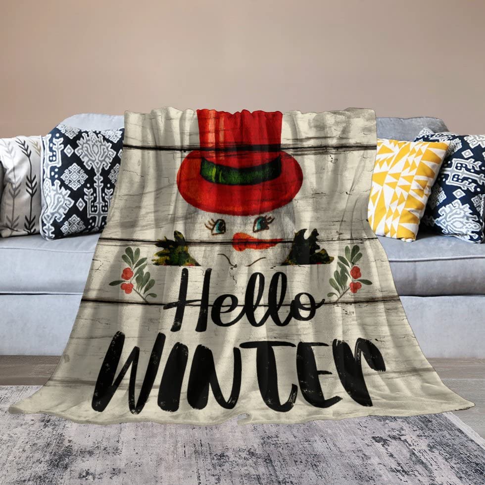 Couverture Hello Winter chaude en flanelle pour se réchauffer au lit