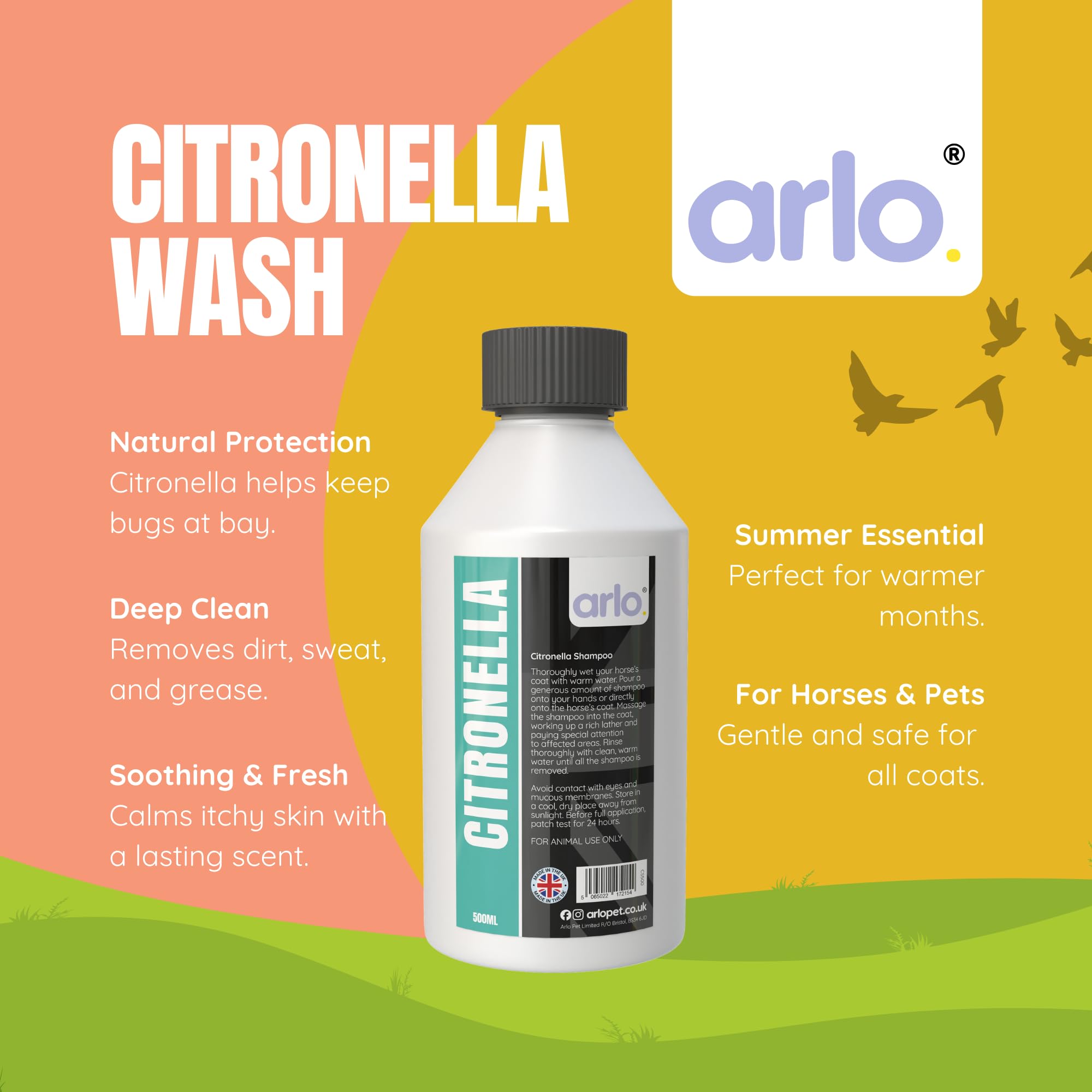 Citronella Shampoo 500ml for Horses Pets & Animals, Yellow, 500 milliliters - Image 2