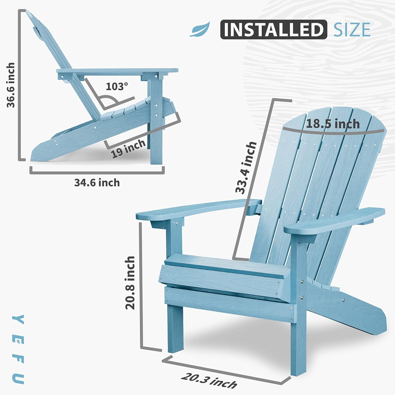 YEFU 5-Piece Adirondack Chair and Folding Ottoman and Table Set: Outdoor Lounge Furniture Set - Outdoor Chair Plastic Weather Resistant with Wide Armrests for Patio Lawn Pool Porch Garden(Blue