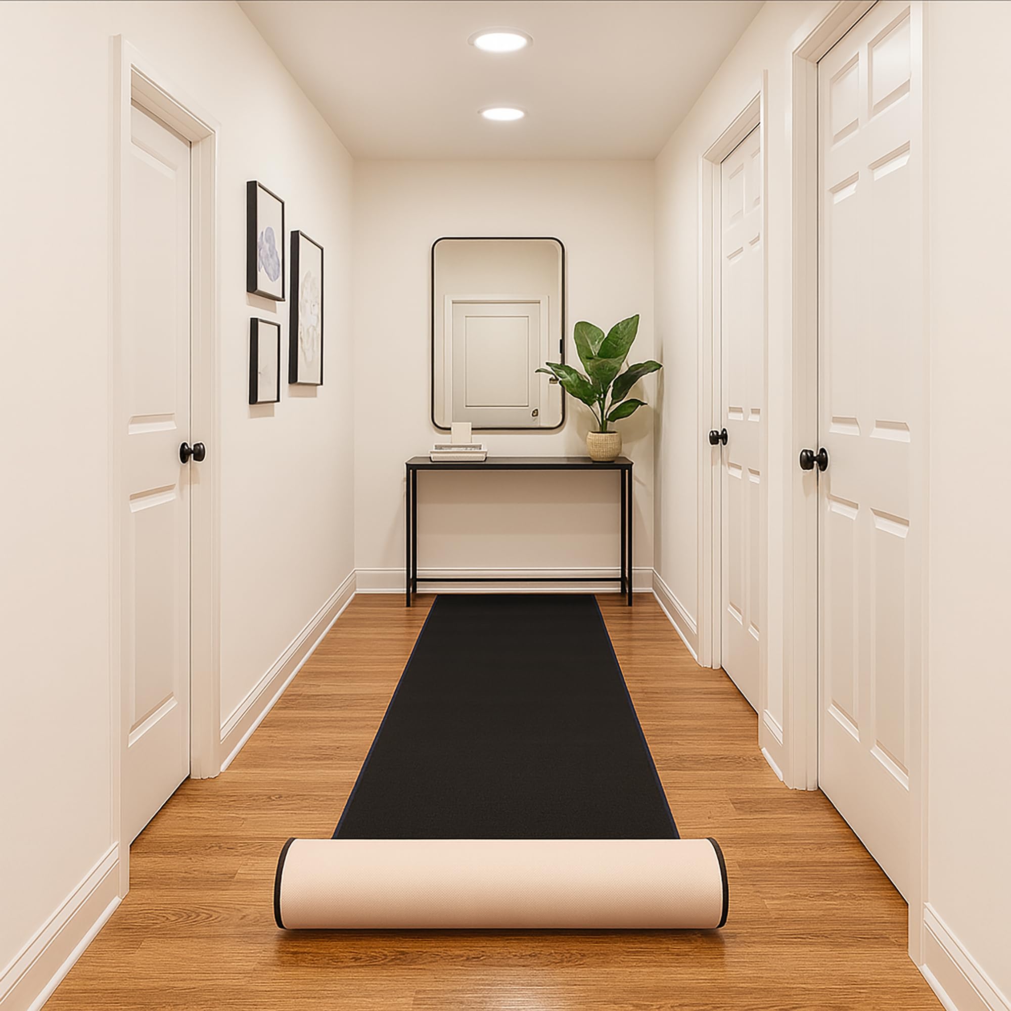 Custom Size Black Solid Plain Rubber Backed Non-Slip Hallway Stair Runner Rug Carpet 22 inch Wide Choose Your Length 22in X 6ft