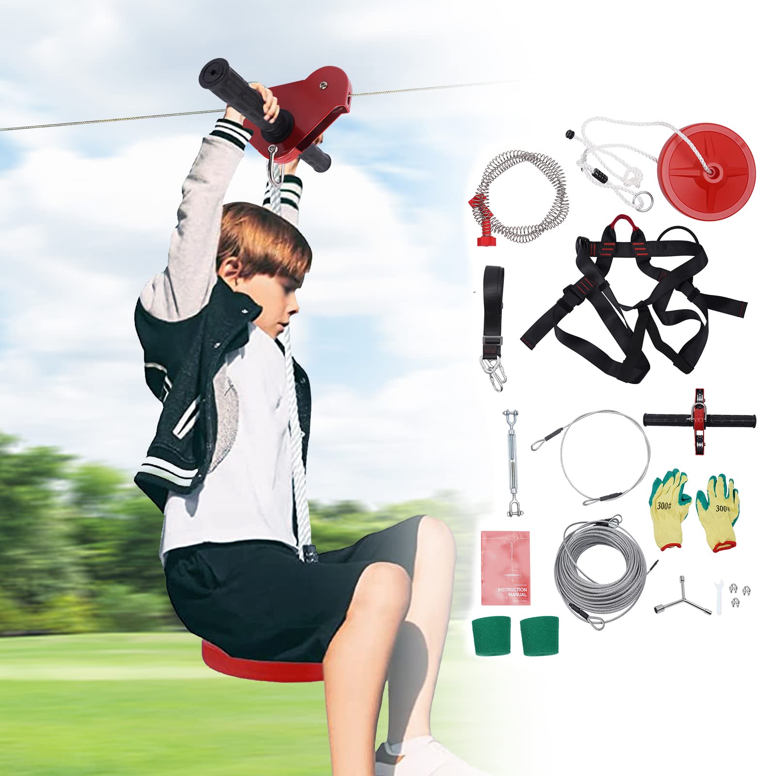 Amazon.com: Futchoy Zip line Kits for Backyard 160FT, Kids Zipline