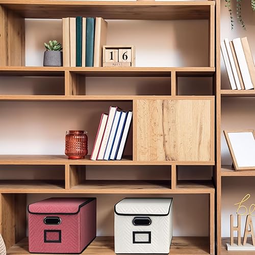 Miniatura 3 de Caja de archivos colgante mejorada con tapa, caja de almacenamiento rosa, organización y almacenamiento de oficina, cajas de documentos plegables