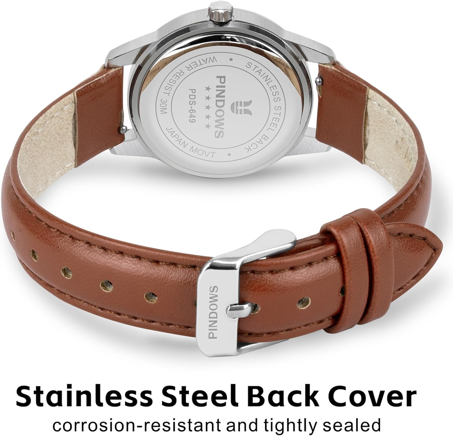 PINDOWS Watches for Women, Classic Business Analog Quartz Small Ladies Watches, 3ATM Waterproof Fashion Dress Watch with Easy-to-Read Luminous Dial - Image 4