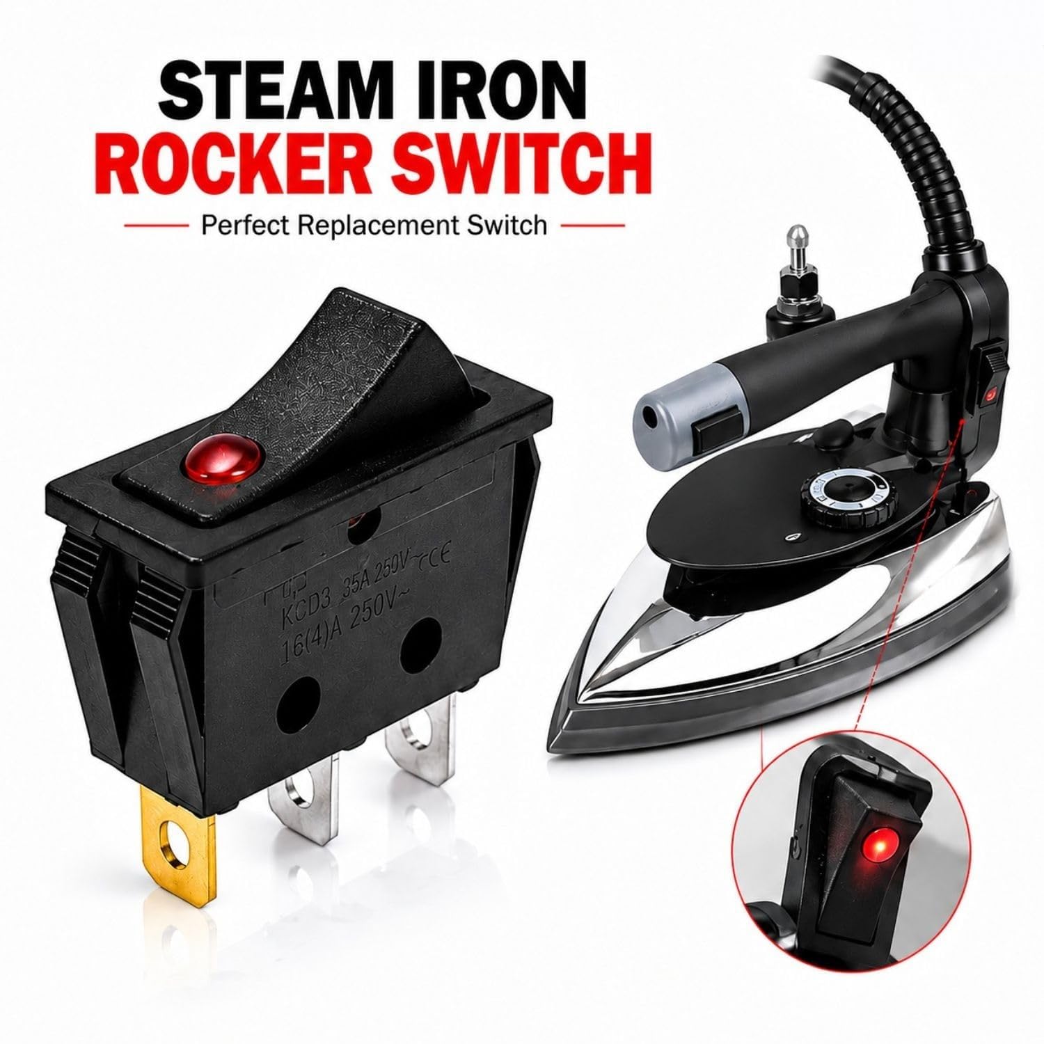 Steam Iron Switch Replacement - Set of 2 -6