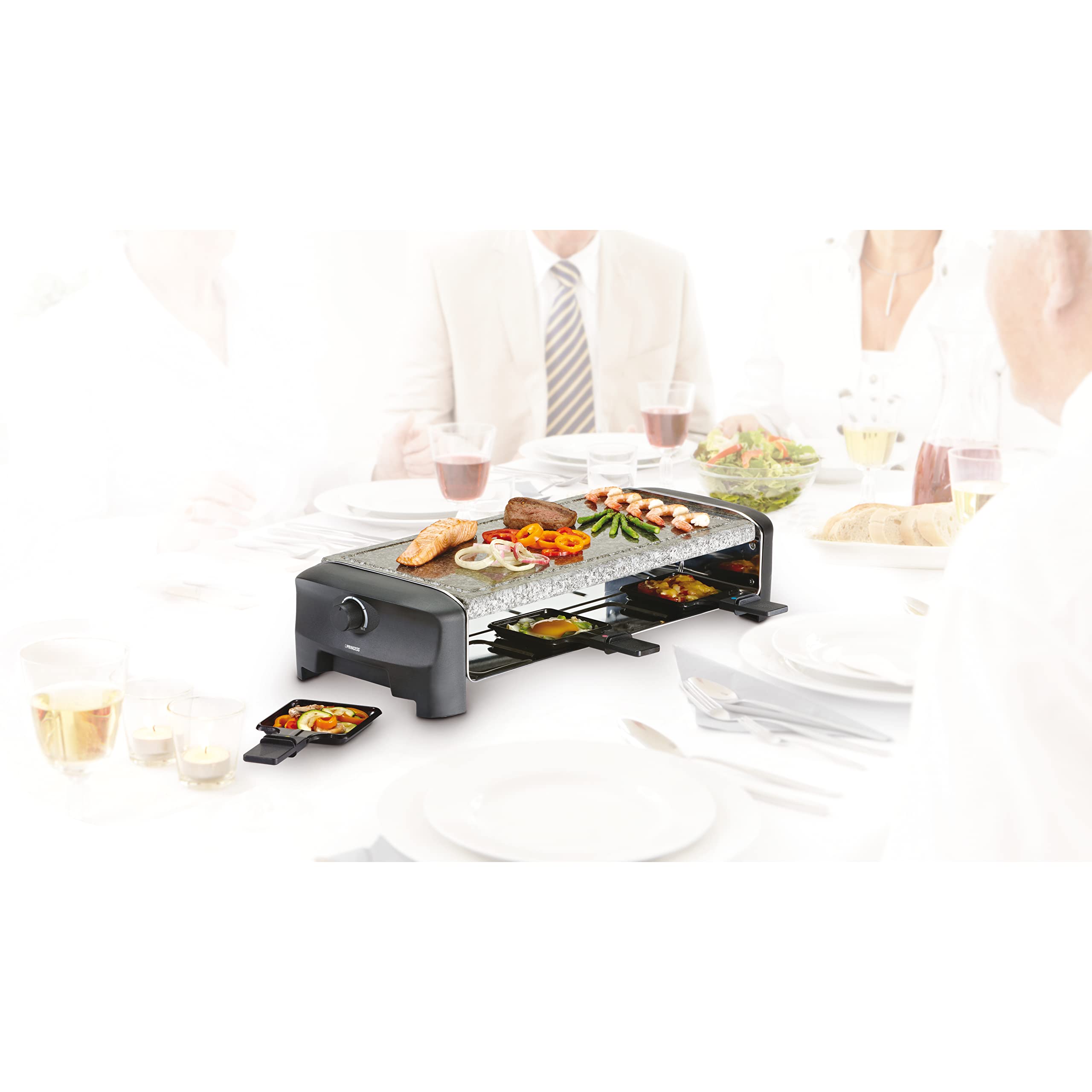Princess Raclette 162830 Grill Kamienny – Dla 8 Osób z 8 Patelniami I Regulowanym Termostatem