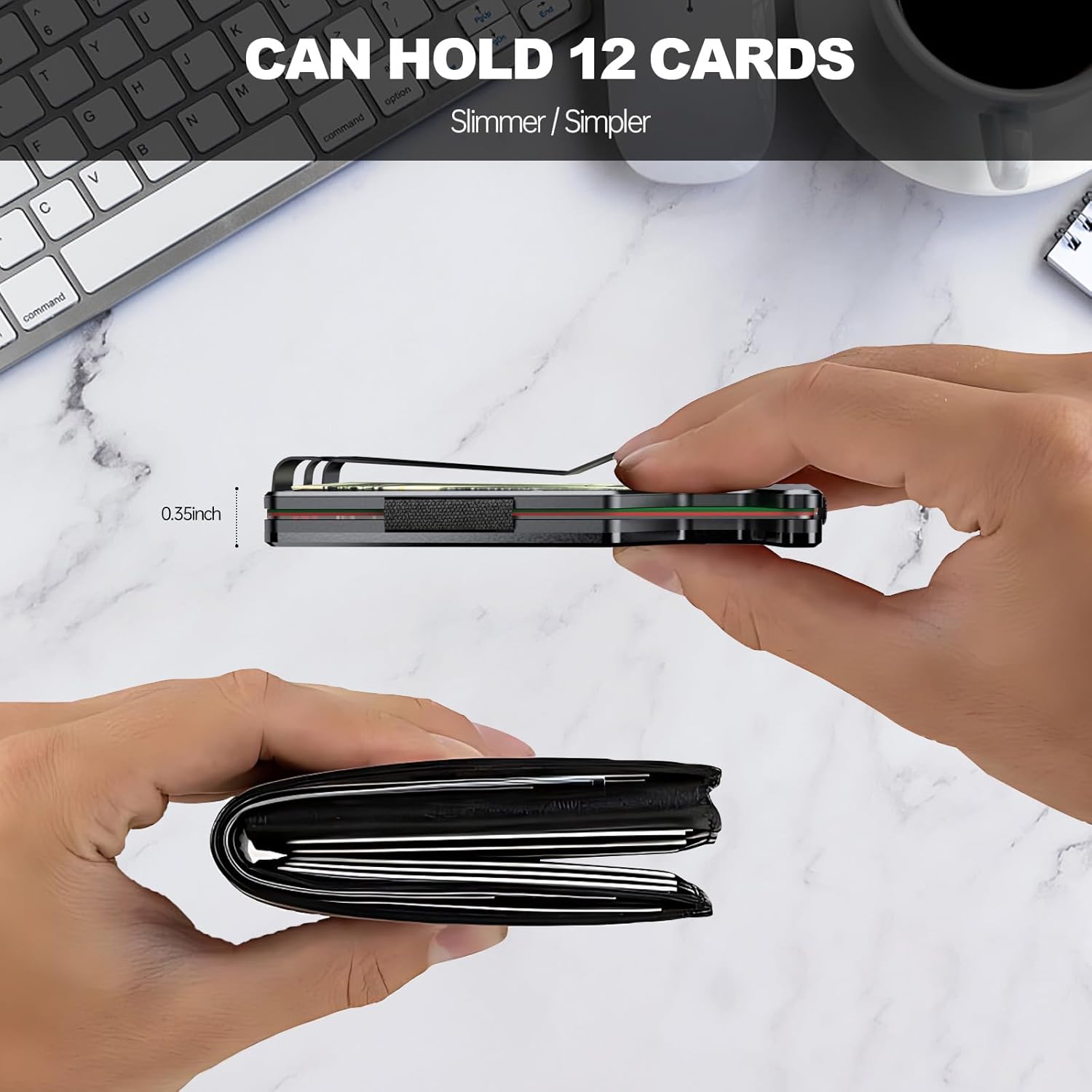 Wallets for men Airtag, 2024 Slim Wallet With Built In Airtag Chip, RFID Blocking Credit Card Holder Slim Wallet, Track Your Wallet, Compatible with Apple Find My iOS Only (Green) - Image 5