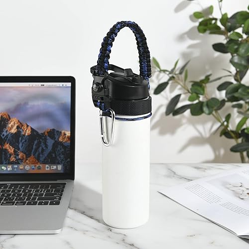 Miniatura 5 de Miracredo Mango Paracord para botellas de agua Hydro Flask 2.0 de boca ancha y estándar, soporte de correa con anillo de goma de seguridad y