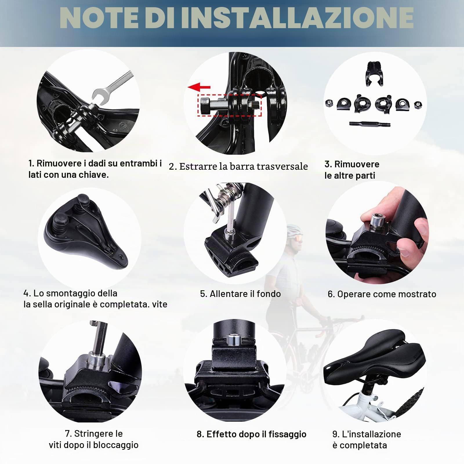 ENJOHOS Sella MTB Antiprostata Comoda, Sella Bici da Corsa Impermeabile, Sellino Bici Morbido Uomo Donna per Mountain Bike, Gravel, da Strada, Pieghevole
