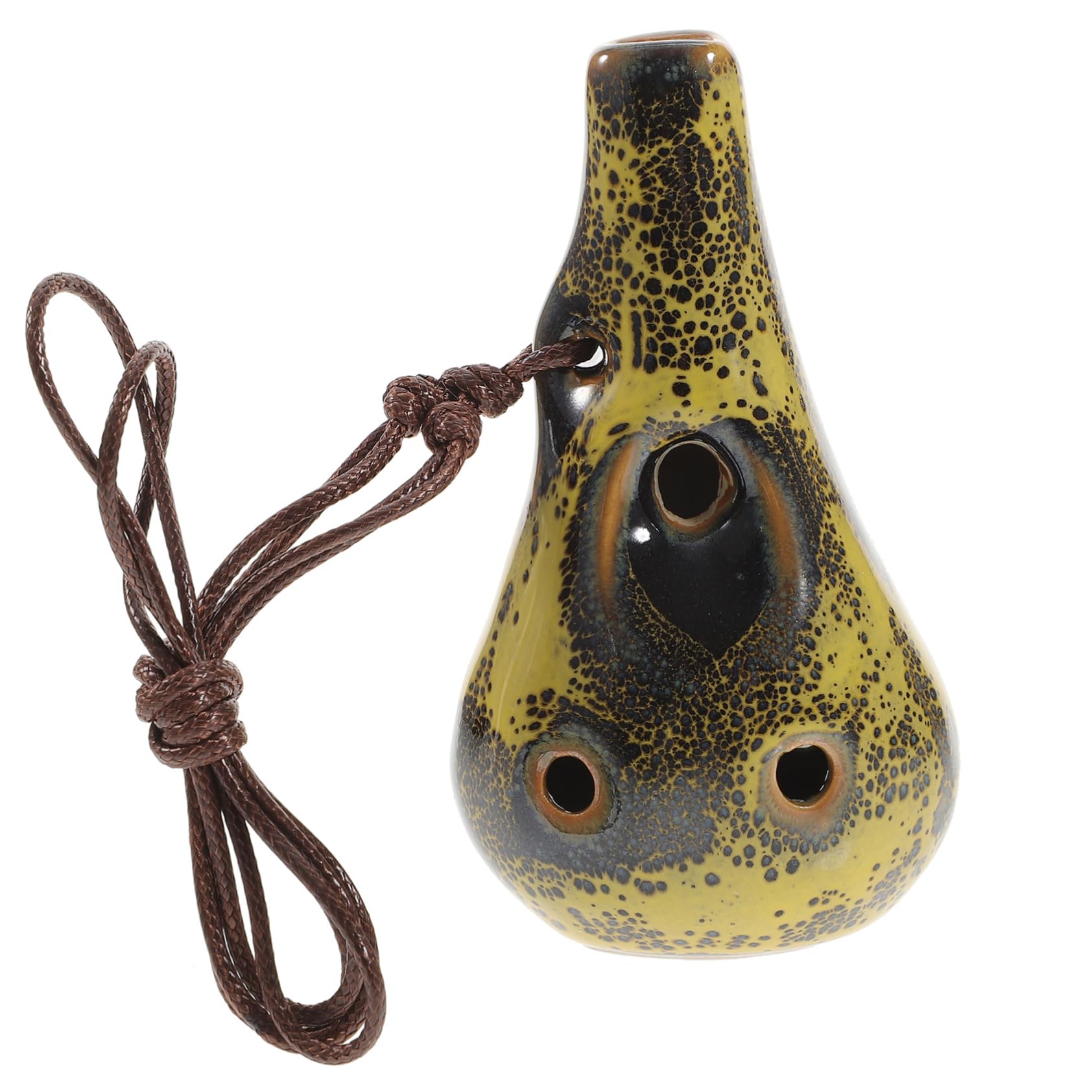 Yardwe Ceramic Ocarina for Beginners Portable Alto Music Instrument with Sound for Music Lovers Glaze Design