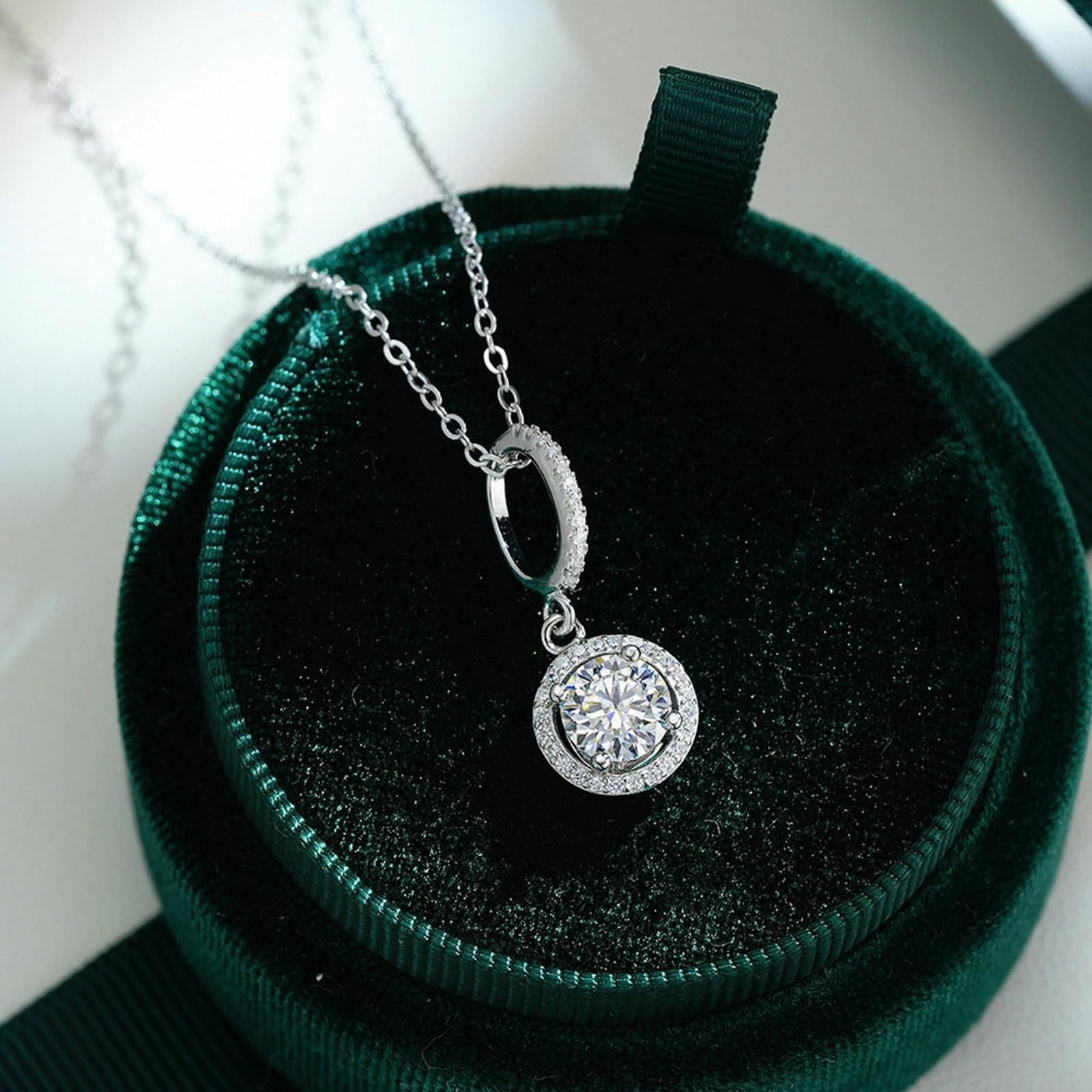 Collar de oro de 18 quilates para mujer, halo de oro real, collar ajustable para mujer, moissanita