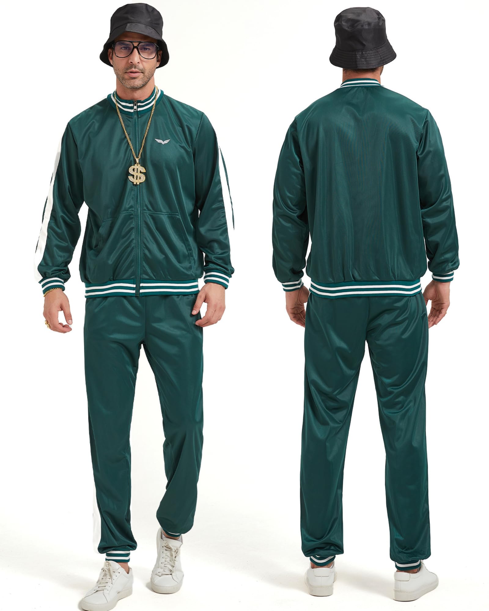 Deaboat Chándal de los años 80 para hombre, traje rompevientos retro de los años 90, ropa deportiva, hip hop, disfraz de fiesta discoteca