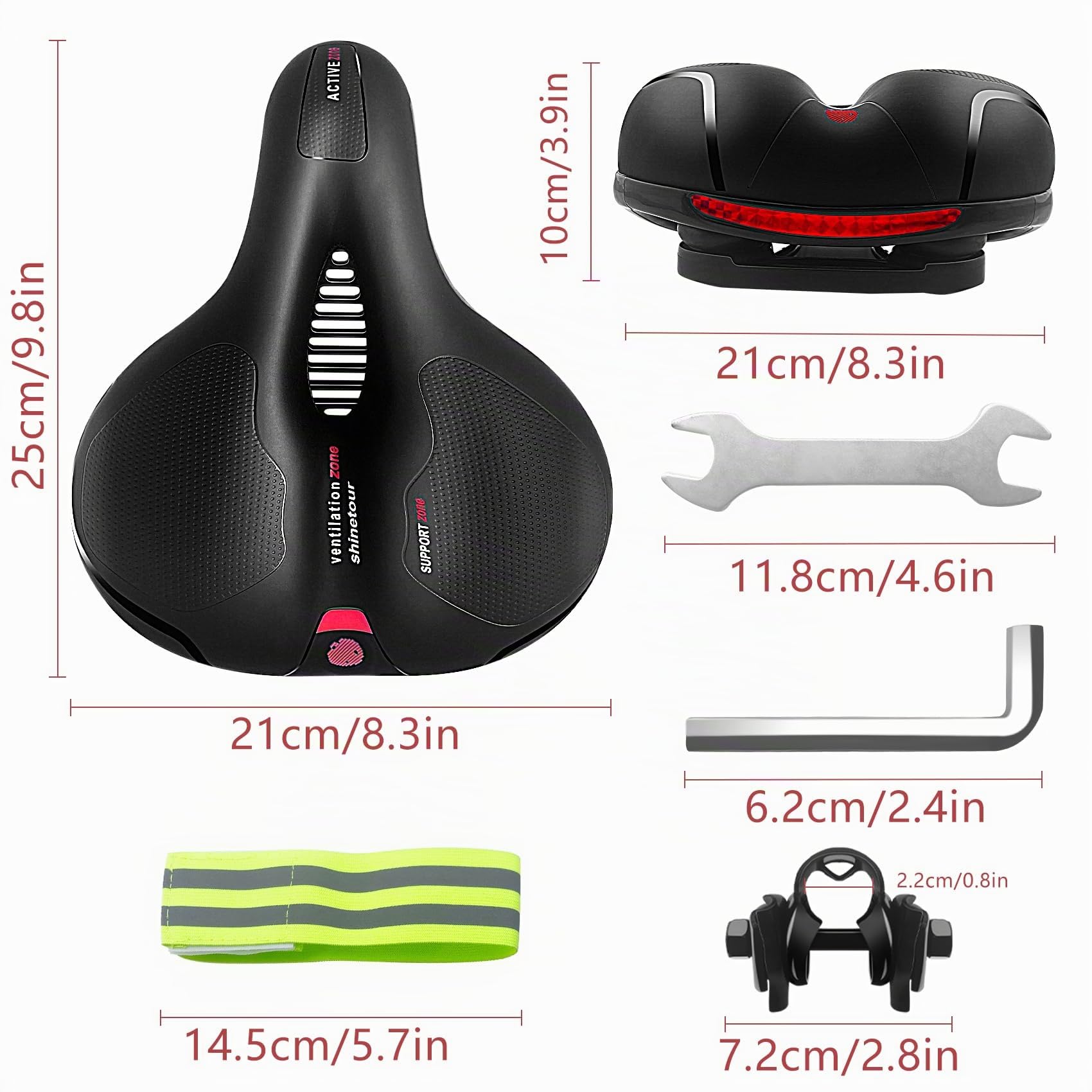 Luzoon - Sillín de Bicicleta de Gel ergonómico, con Funda Impermeable, Transpirable, para Hombre y Mujer, cómodo
